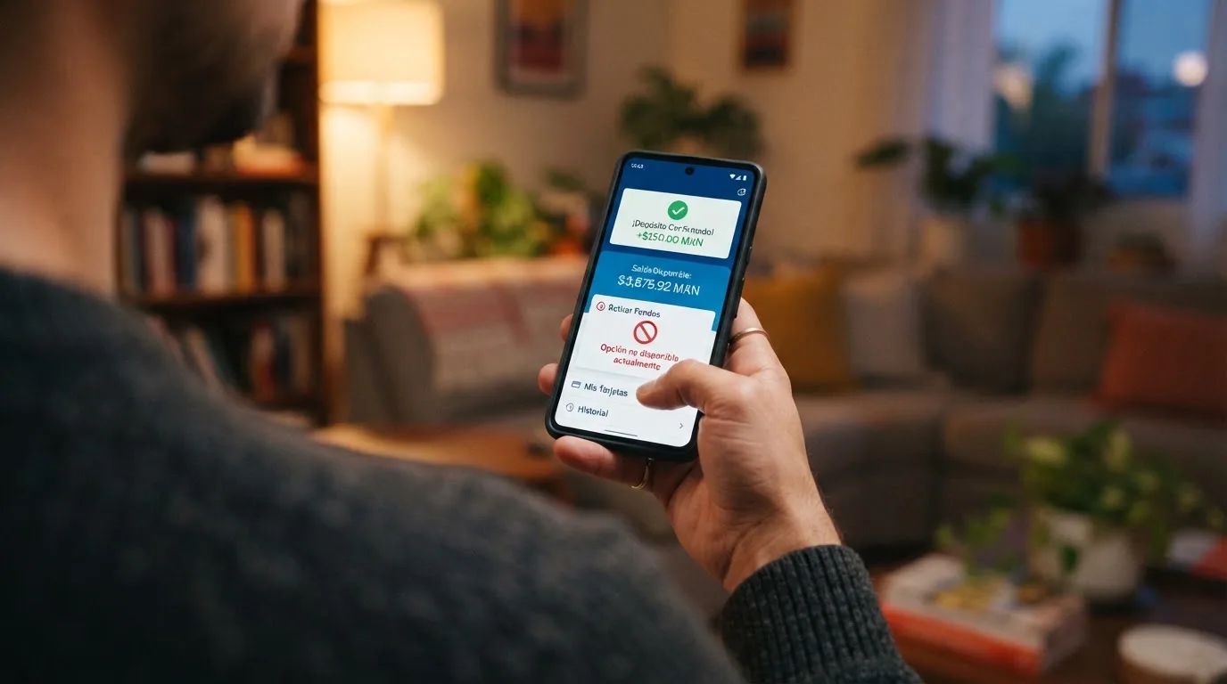 Móvil mostrando la app de Bizum con un ingreso a un casino y el símbolo de prohibido sobre la opción de retirada