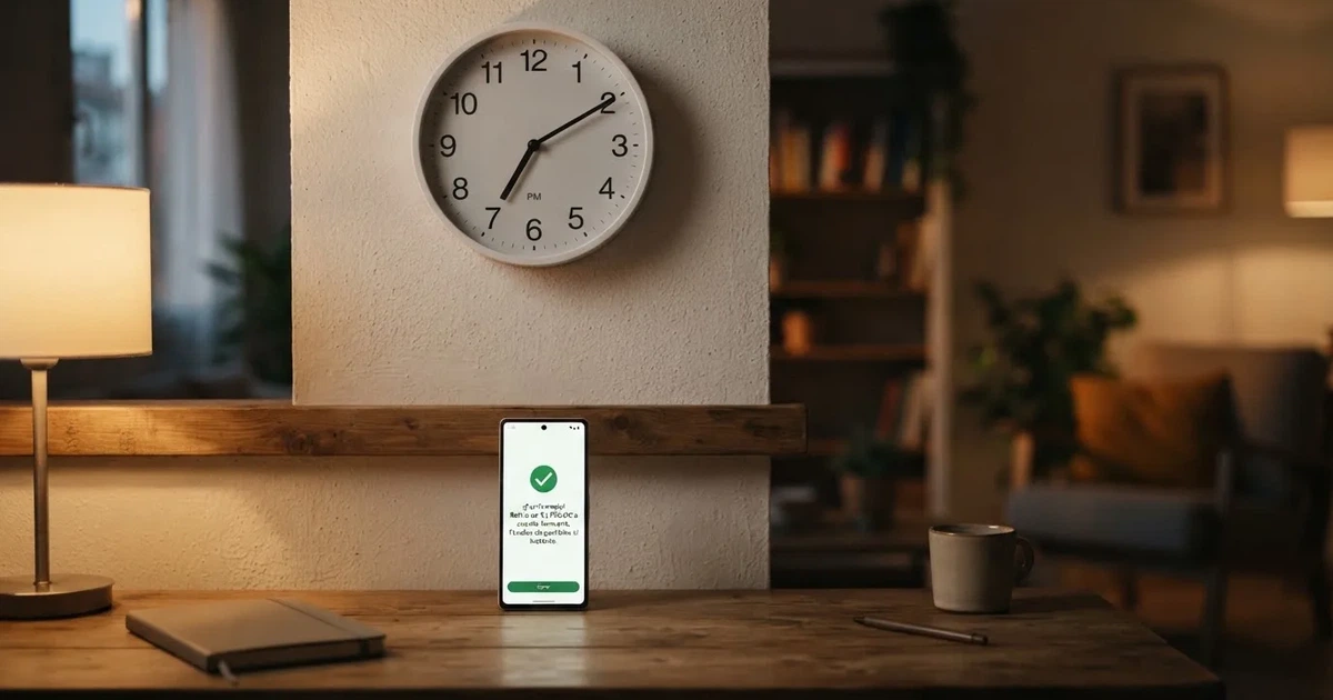 Un reloj de pared junto a la pantalla de un móvil que muestra la interfaz de retiro de un casino online en español