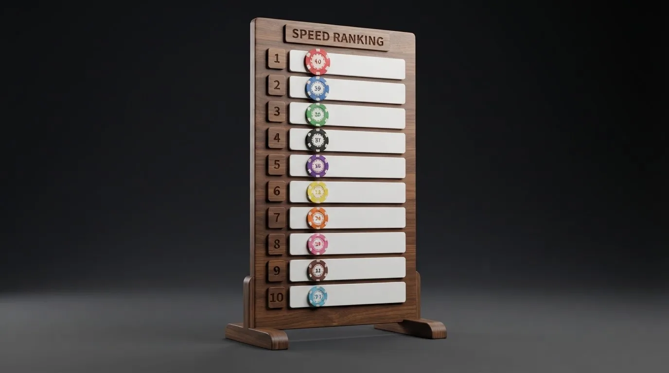 Tabla comparativa con los logotipos de los 10 casinos destacados ordenados por velocidad de retiro