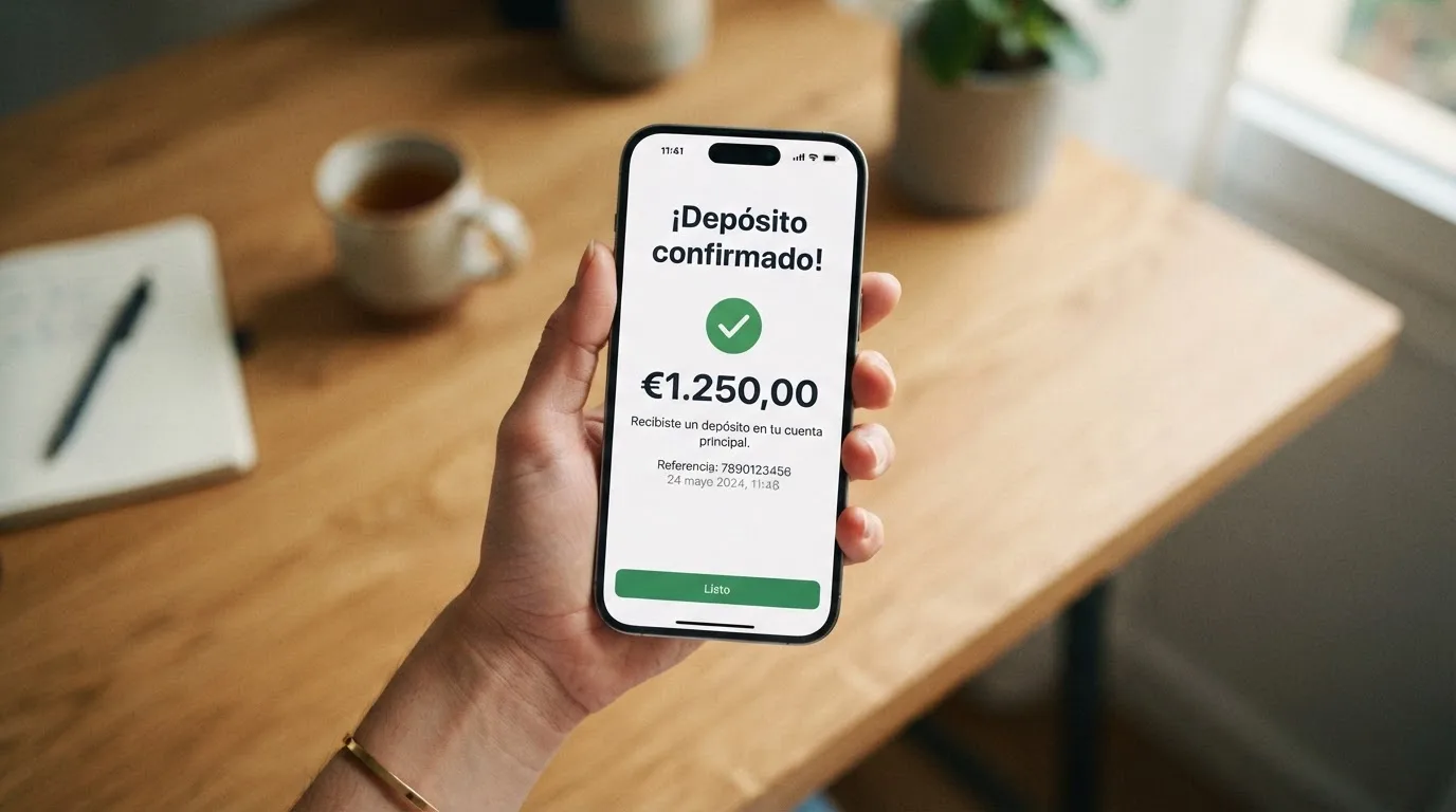 Interfaz de depósito de un casino con el importe en euros ya convertido desde Solana mediante Bitnovo Pay, mostrando la confirmación en pantalla