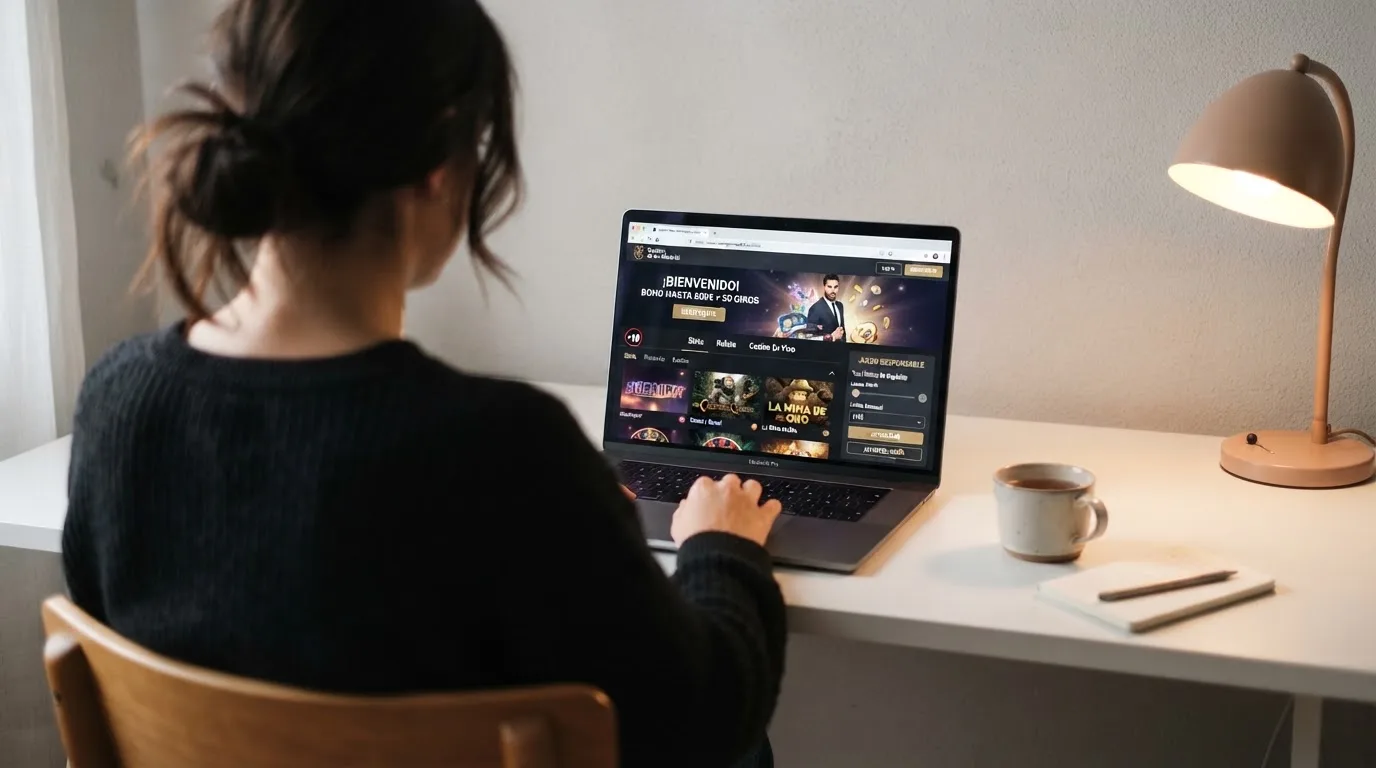 Sello de la Dirección General de Ordenación del Juego y dominio.es visibles en la página de inicio de un casino online regulado