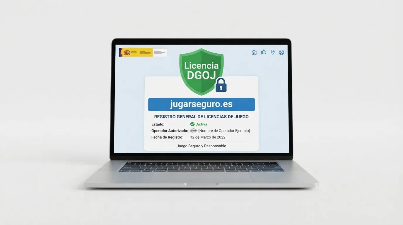 Pantalla del registro público de la DGOJ mostrando un operador con licencia en vigor y su dominio .es