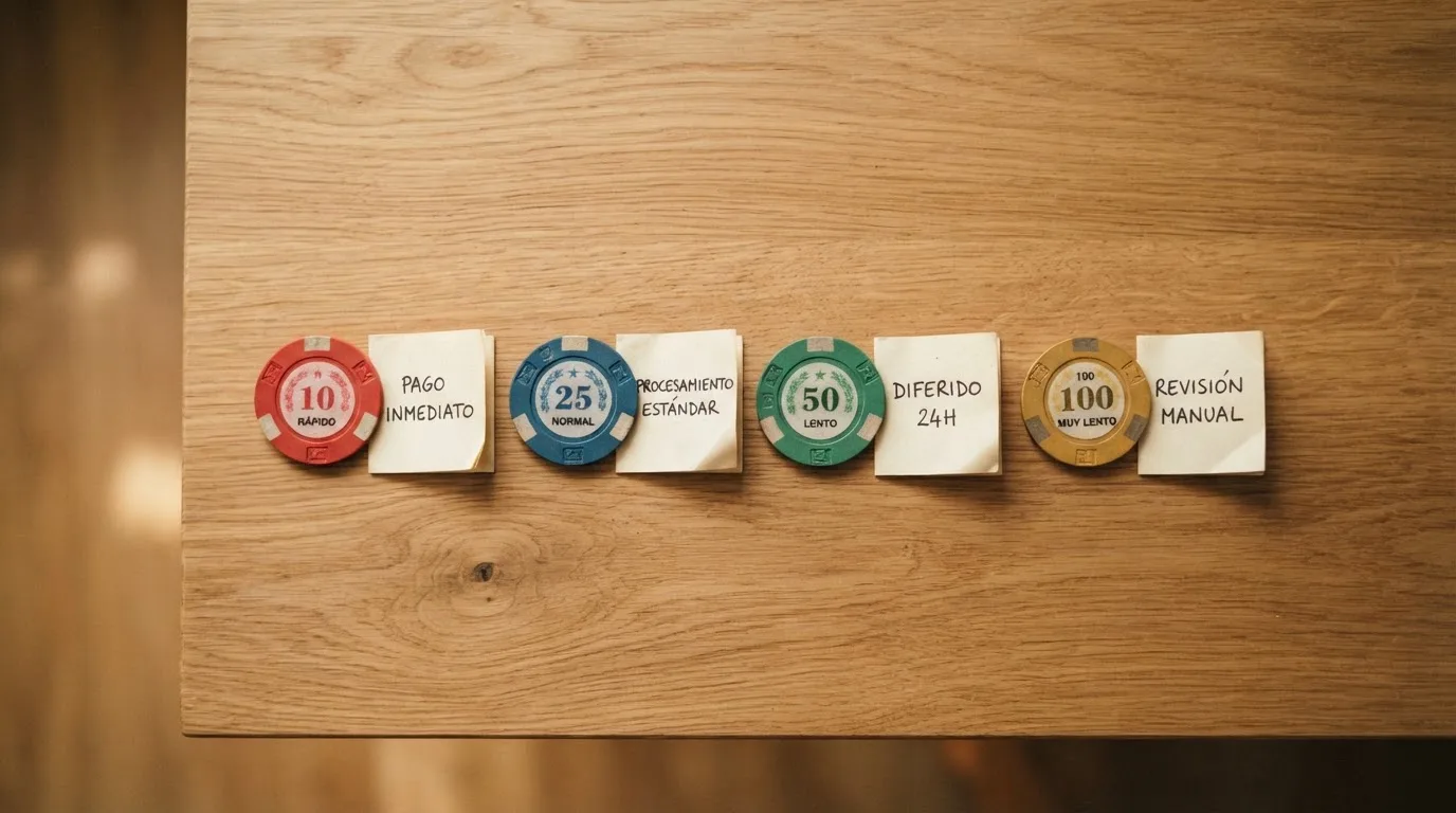 Comparativa visual de métodos de pago ordenados por velocidad: Trustly, PayPal, transferencia bancaria y tarjeta